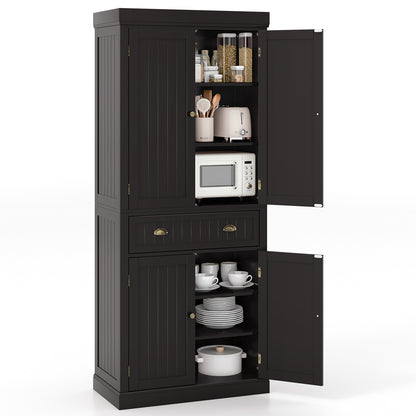 Cupboard Freestanding Kitchen Cabinet w/ Adjustable Shelves, Dark Brown Armoires & Wardrobes at Gallery Canada