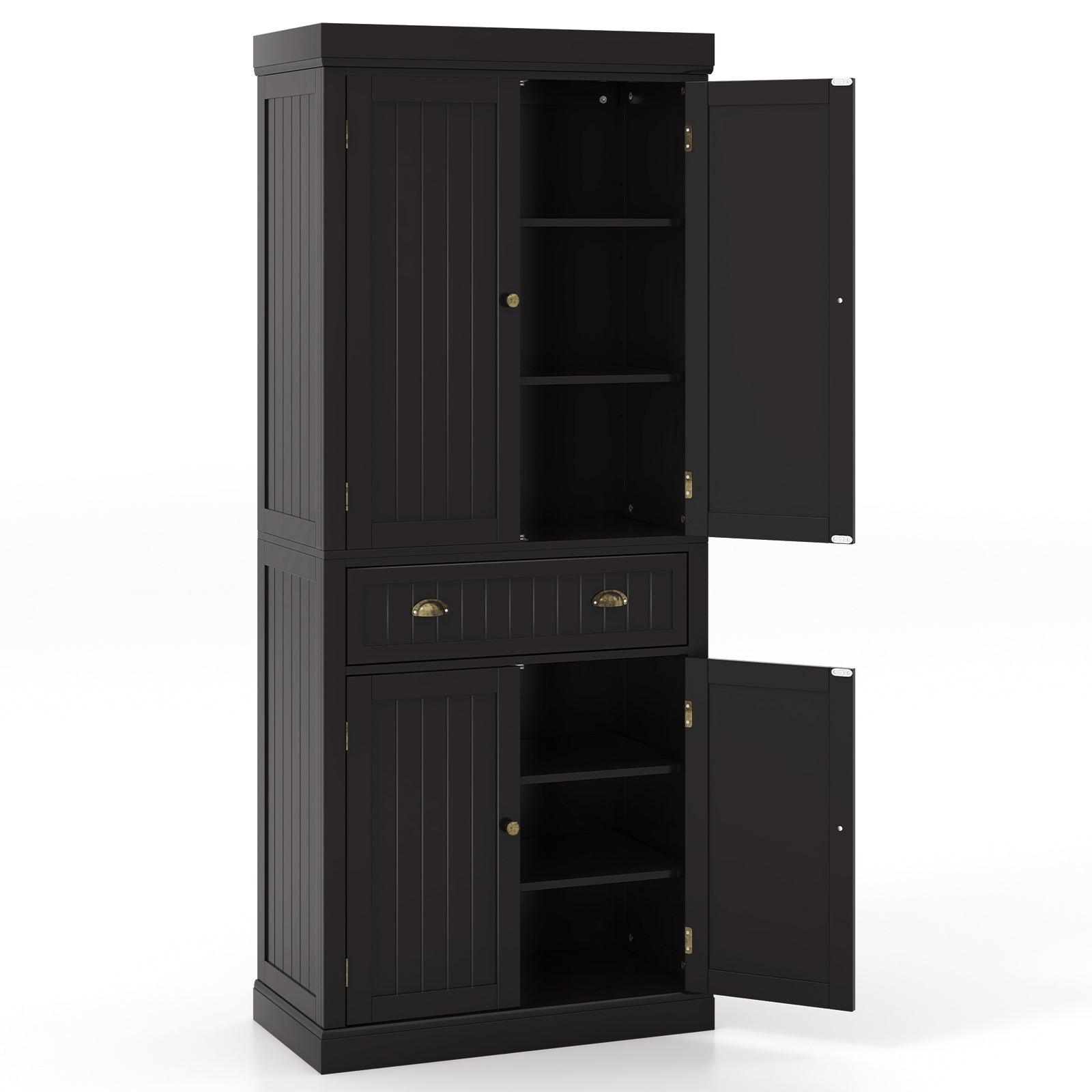 Cupboard Freestanding Kitchen Cabinet w/ Adjustable Shelves, Dark Brown Armoires & Wardrobes at Gallery Canada