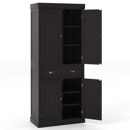 Cupboard Freestanding Kitchen Cabinet w/ Adjustable Shelves, Dark Brown Armoires & Wardrobes at Gallery Canada