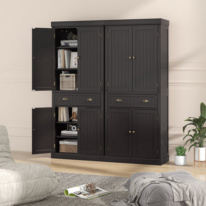 Cupboard Freestanding Kitchen Cabinet w/ Adjustable Shelves, Dark Brown Armoires & Wardrobes at Gallery Canada