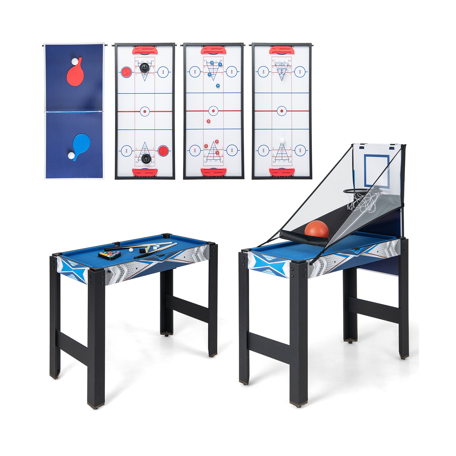 6-In-1 Combo Game Table with Basketball Billiards Ping Pong Hockey Shuffleboard, Multicolor Game Room Multicolor at Gallery Canada