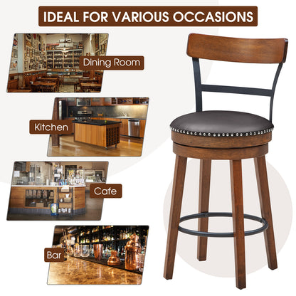 Set of 2 25.5 Inch Swivel Counter Height Bar Stool, Brown Bar Stools at Gallery Canada