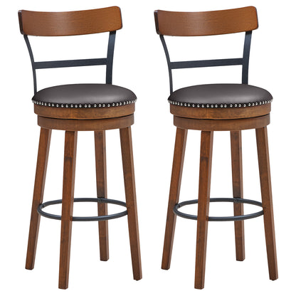 Set Of 2 30.5 Inch Swivel Bar Stools, Brown Bar Stools at Gallery Canada