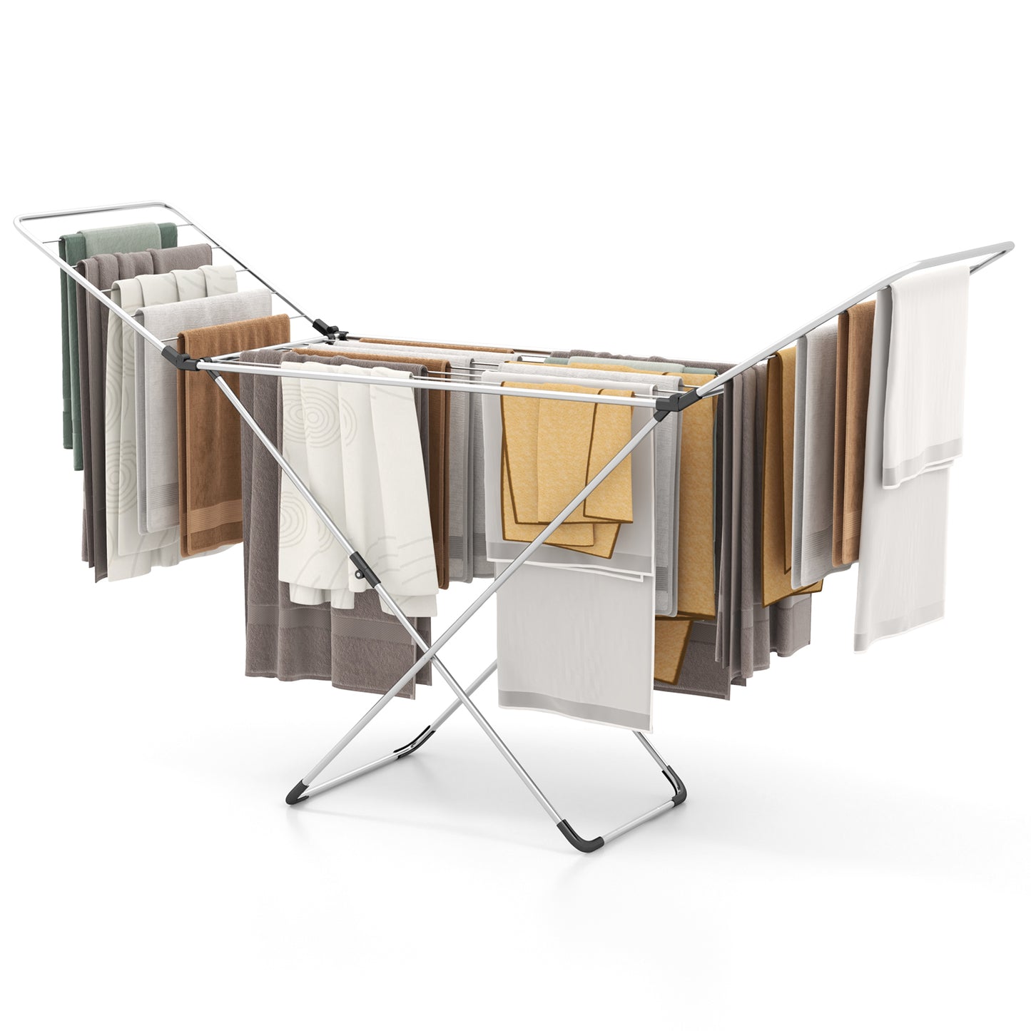 Folding Clothes Drying Rack with Adjustable Wings for Indoor and Outdoor Use, Silver Drying Racks at Gallery Canada