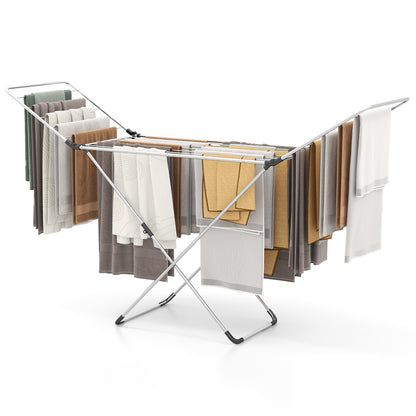 Folding Clothes Drying Rack with Adjustable Wings for Indoor and Outdoor Use, Silver Drying Racks at Gallery Canada