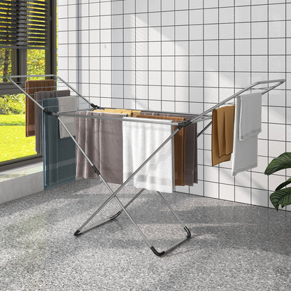 Folding Clothes Drying Rack with Adjustable Wings for Indoor and Outdoor Use, Silver Drying Racks at Gallery Canada