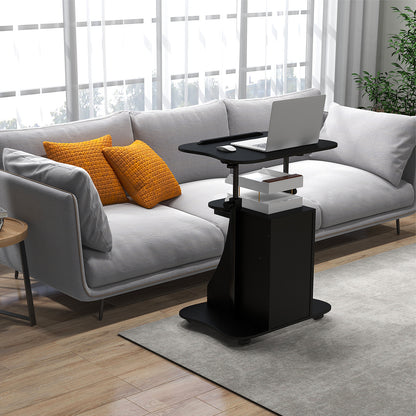 Adjustable Mobile Standing Desk Cart with Tilt Desktop and Cabinet, Black Laptop Tables & Printer Stands at Gallery Canada