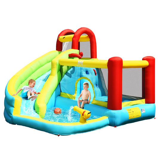 6-in-1 Inflatable Bounce House with Climbing Wall and Basketball Hoop without Blower - Gallery Canada
