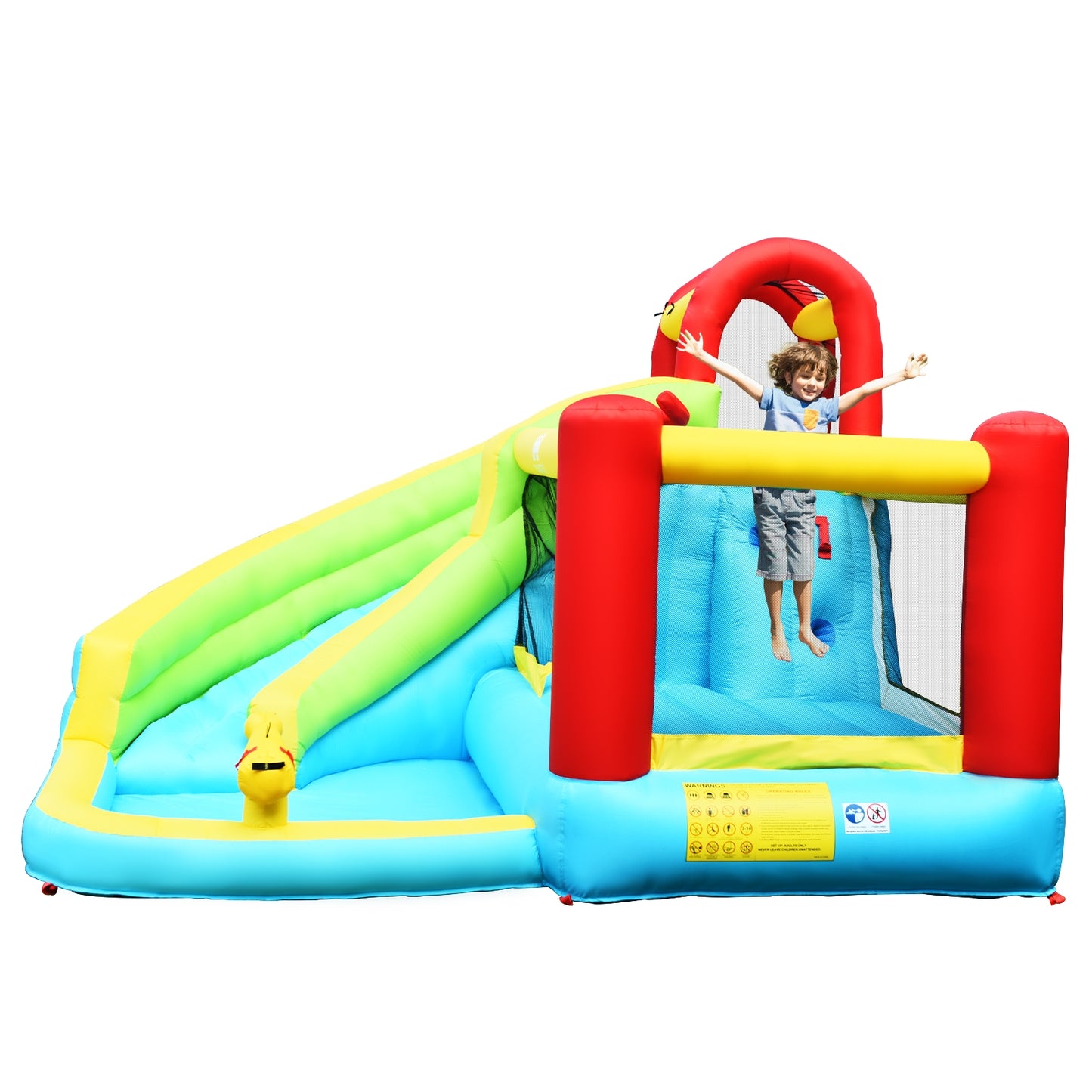 6-in-1 Inflatable Bounce House with Climbing Wall and Basketball Hoop without Blower Bounce House at Gallery Canada