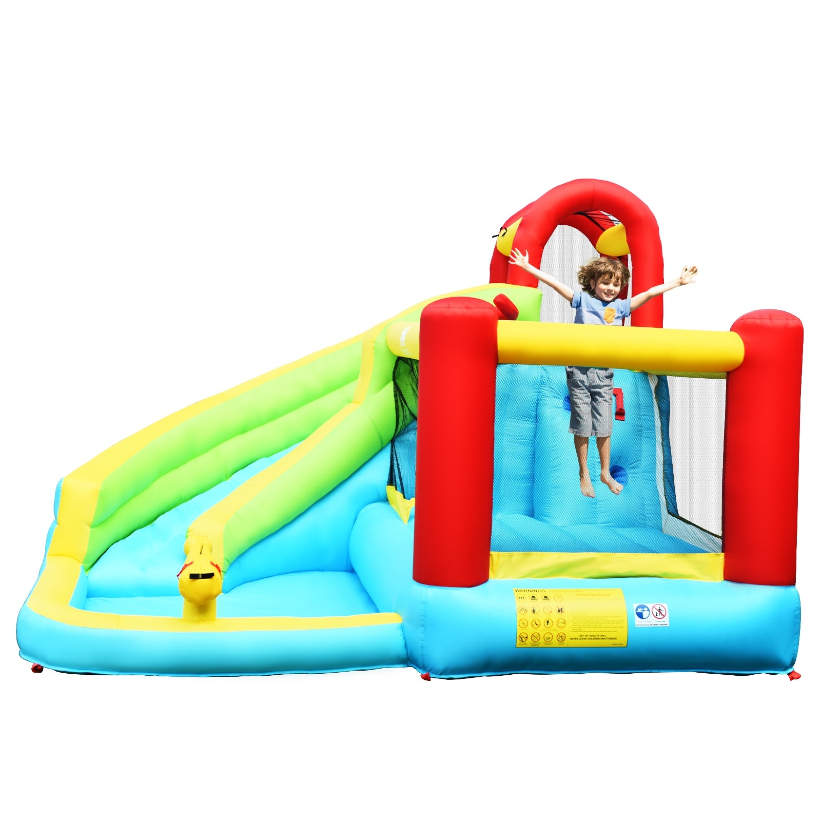 6-in-1 Inflatable Bounce House with Climbing Wall and Basketball Hoop without Blower Bounce House at Gallery Canada