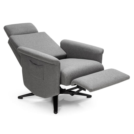 Swivel Massage Recliner Single Sofa with Adjustable Headrest, Gray at Gallery Canada