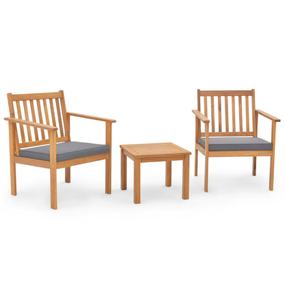 3 Pieces Patio Wood Furniture Set with soft Cushions for Porch, Gray Patio Conversation Sets at Gallery Canada