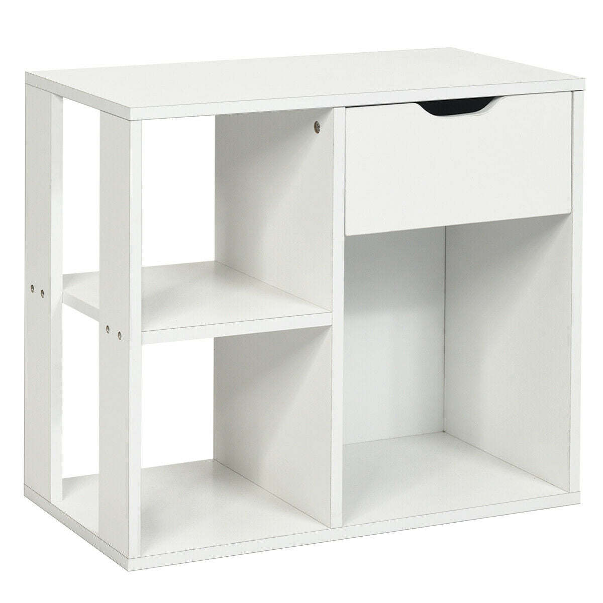 3-Tier Side Table with Storage Shelf and Drawer Space, White End & Side Tables at Gallery Canada