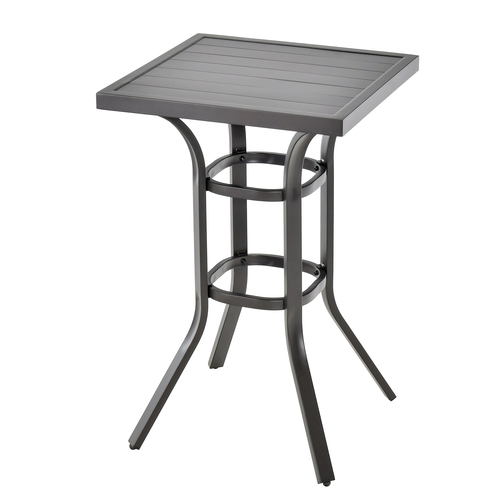 24 Inch Bar Height Table, Aluminum Tabletop, Adjustable Foot Pads, Black Patio Bar Furniture at Gallery Canada