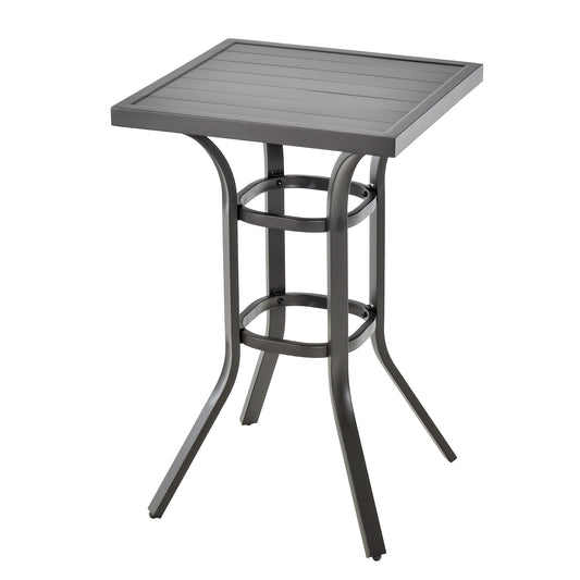 24 Inch Bar Height Table, Aluminum Tabletop, Adjustable Foot Pads, Black Patio Bar Furniture Black at Gallery Canada