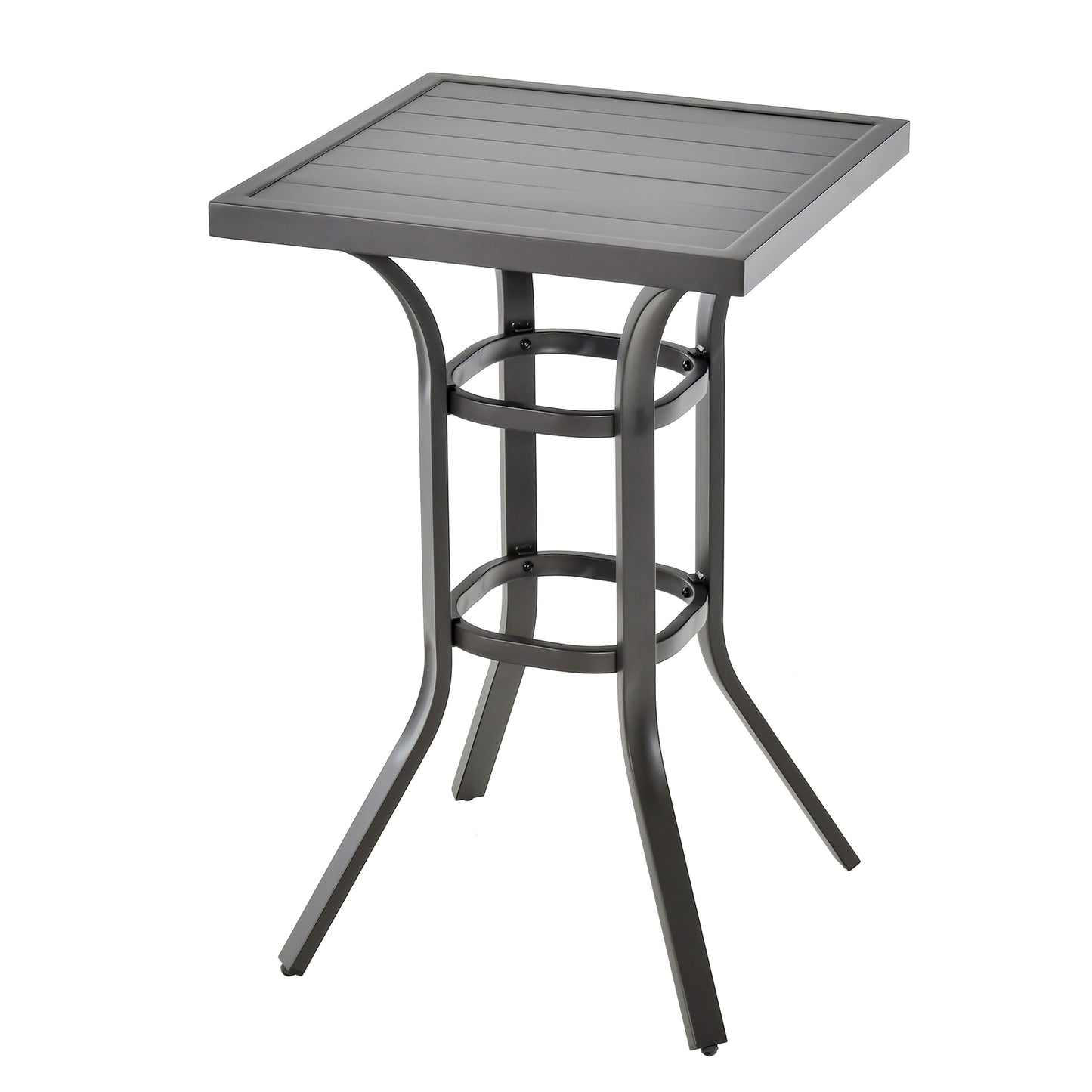 24 Inch Bar Height Table, Aluminum Tabletop, Adjustable Foot Pads, Black Patio Bar Furniture Black at Gallery Canada