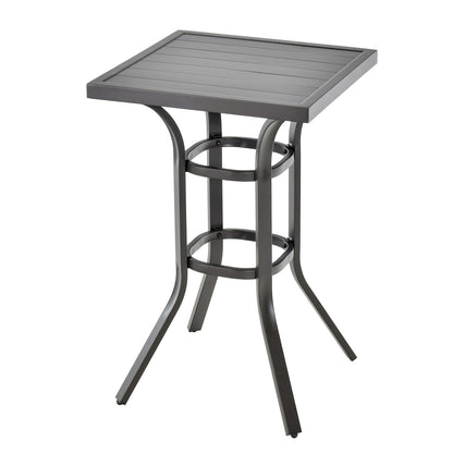 24 Inch Bar Height Table, Aluminum Tabletop, Adjustable Foot Pads, Black Patio Bar Furniture Black at Gallery Canada