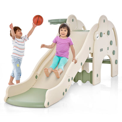 4-in-1 Toddler Slide Kids Play Slide with Cute Elephant Shape, Green