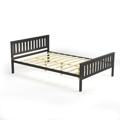 Full Size Wood Platform Bed With Headboard, Espresso Simple Bed Frame at Gallery Canada