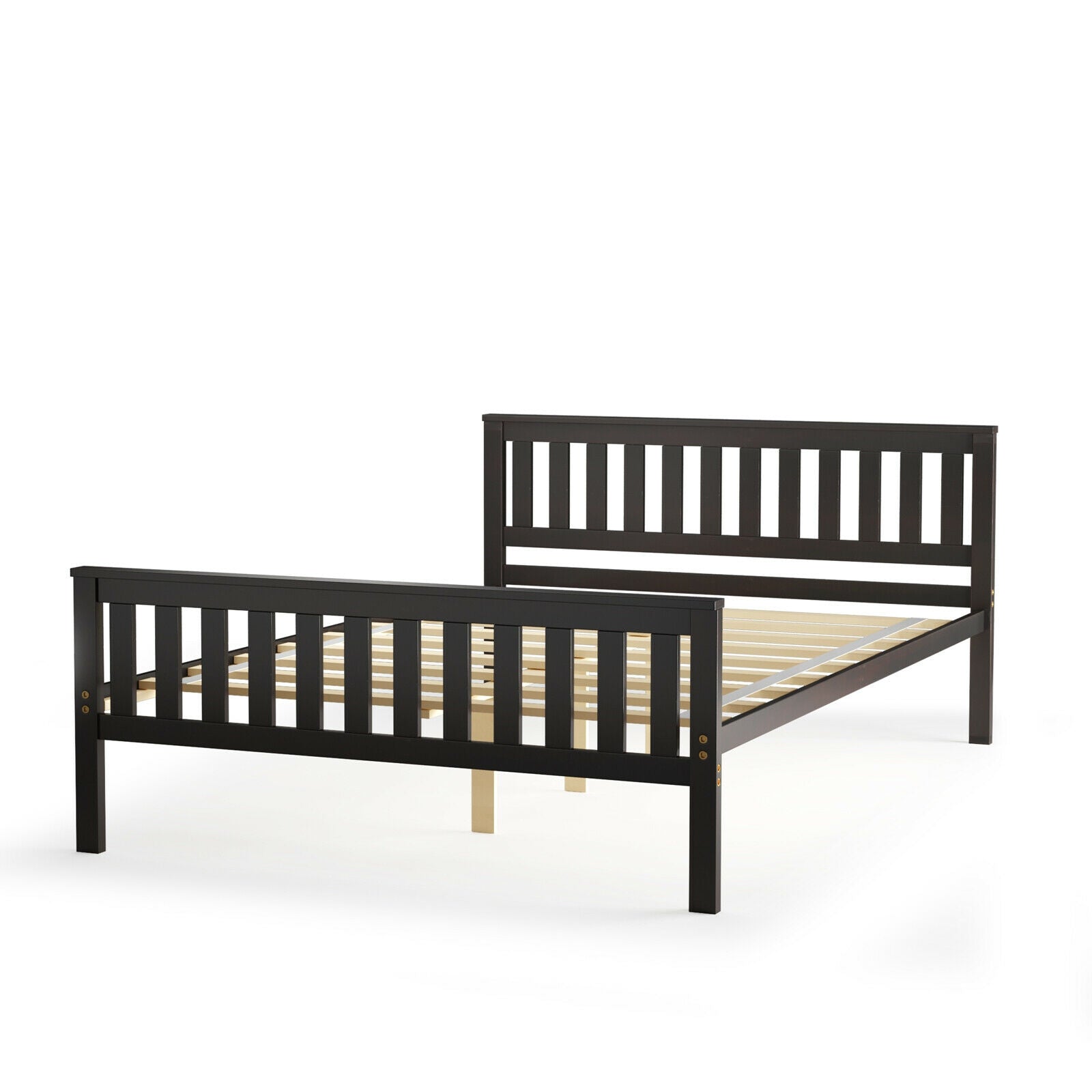 Full Size Wood Platform Bed With Headboard, Espresso Simple Bed Frame at Gallery Canada