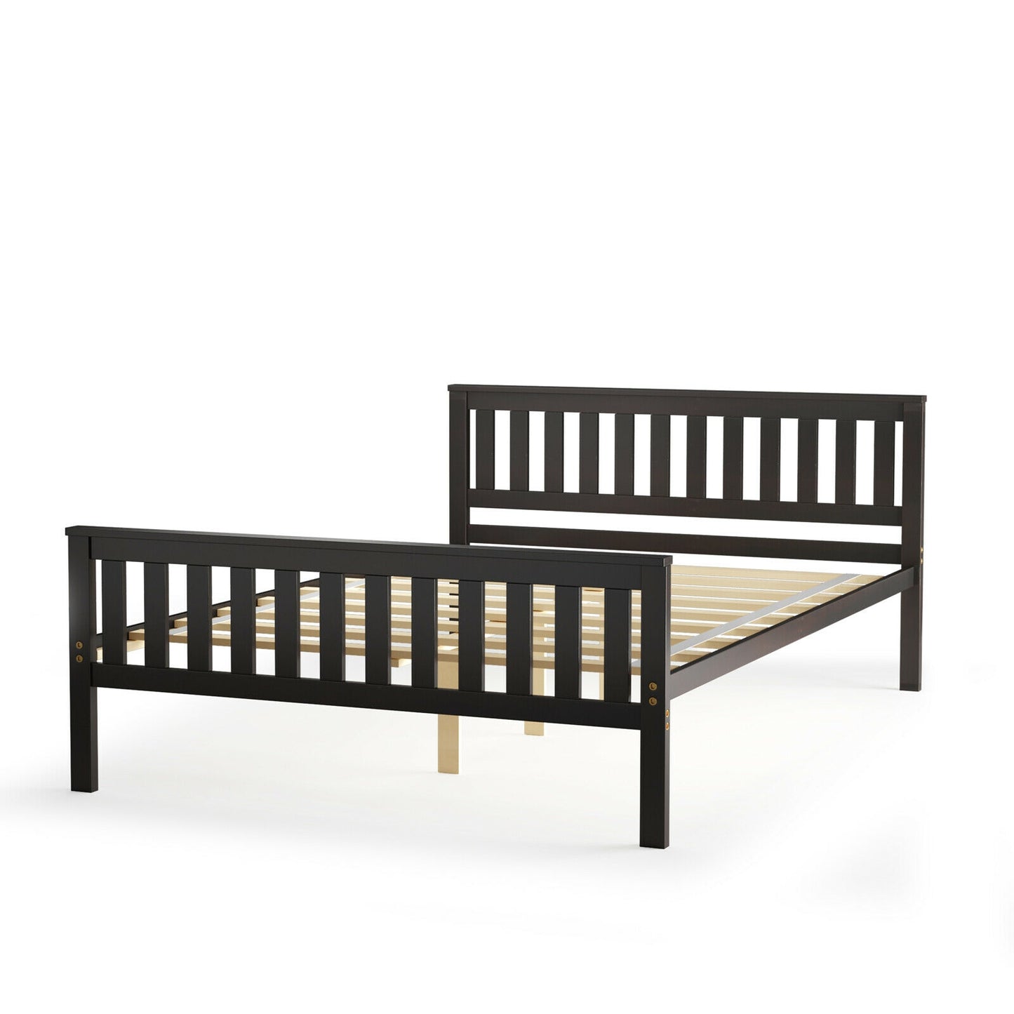 Full Size Wood Platform Bed With Headboard, Espresso Simple Bed Frame at Gallery Canada