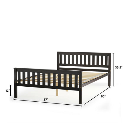 Full Size Wood Platform Bed With Headboard, Espresso Simple Bed Frame at Gallery Canada