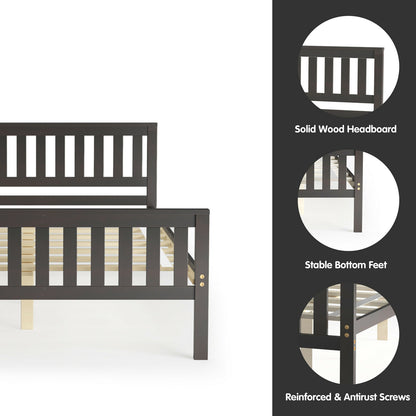 Full Size Wood Platform Bed With Headboard, Espresso Simple Bed Frame at Gallery Canada