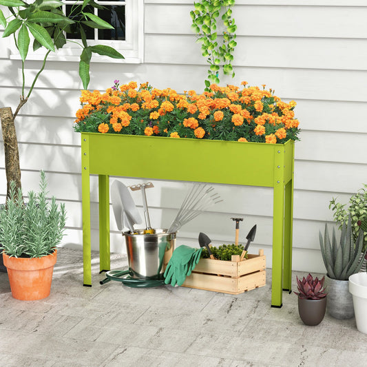 Metal Raised Garden Bed with Legs and Drainage Hole-40 x 11 x 31.5 inches, Green - Gallery Canada