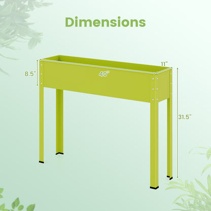Metal Raised Garden Bed with Legs and Drainage Hole-40 x 11 x 31.5 inches, Green