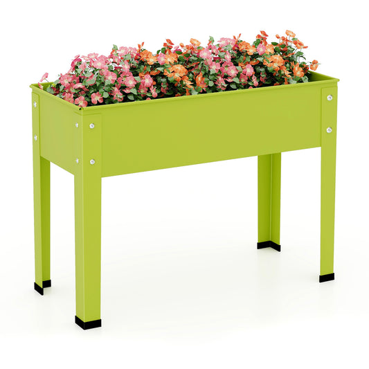 Metal Raised Garden Bed With Legs, 24 x 11 x 18 Inches, Green
