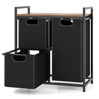 Laundry Basket Organizer Dirty Clothes Hamper with Shelf and 3 Removable Bags, Rustic Brown Laundry Baskets at Gallery Canada