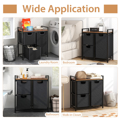 Laundry Basket Organizer Dirty Clothes Hamper with Shelf and 3 Removable Bags, Rustic Brown Laundry Baskets at Gallery Canada