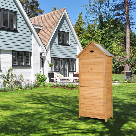 Wooden Outdoor Lockable Garden Tool Storage, Natural - Gallery Canada