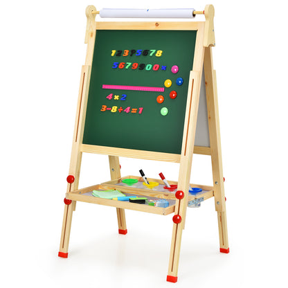 Kids Art Easel with Paper Roll Double-Sided Regulable Drawing Easel Plank, Natural Art Easels at Gallery Canada