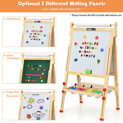 Kids Art Easel with Paper Roll Double-Sided Regulable Drawing Easel Plank, Natural Art Easels at Gallery Canada