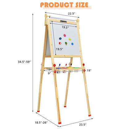 Kids Art Easel with Paper Roll Double-Sided Regulable Drawing Easel Plank, Natural Art Easels at Gallery Canada