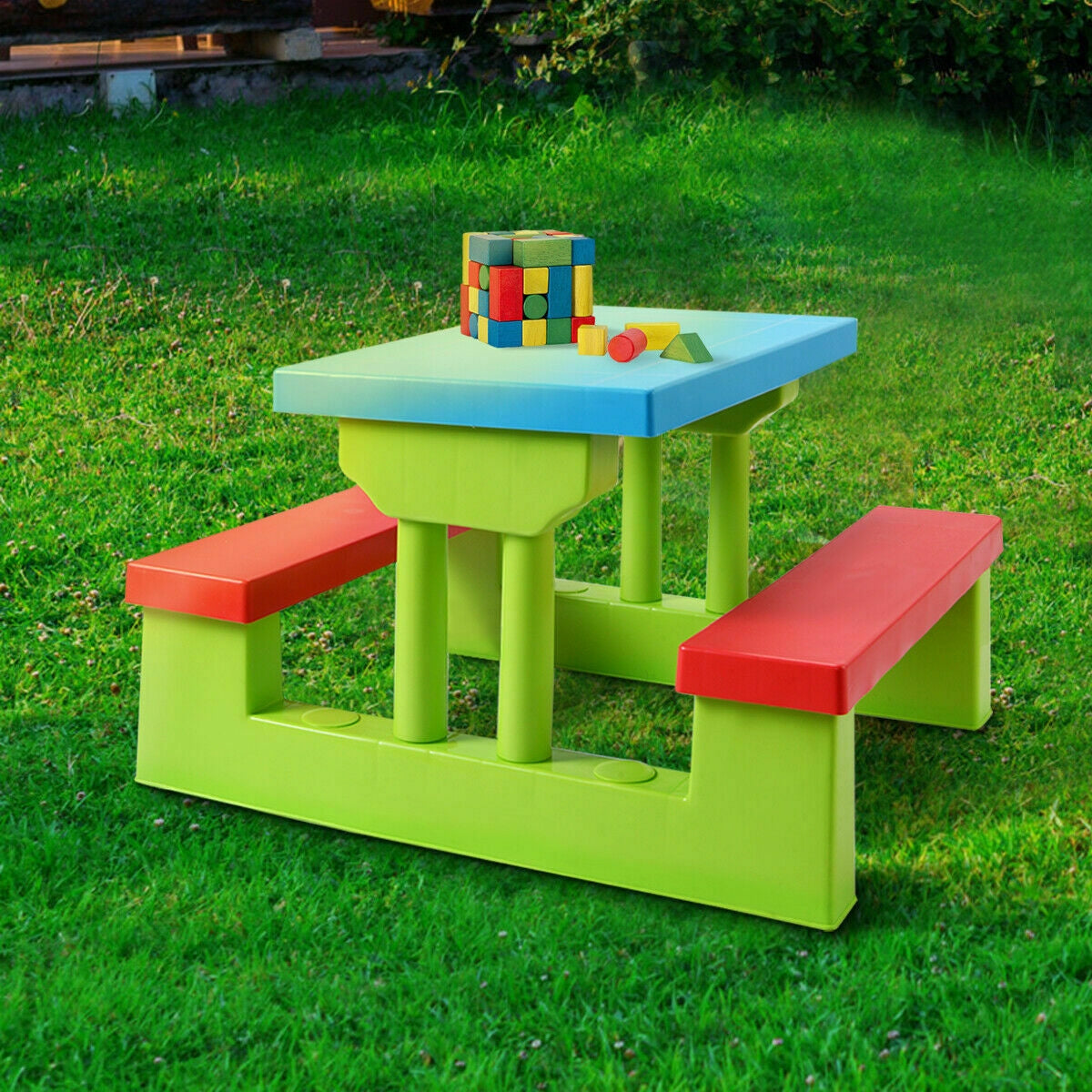 Kids Picnic Table And Bench With Umbrella, Green Kids Table & Chair Sets at Gallery Canada