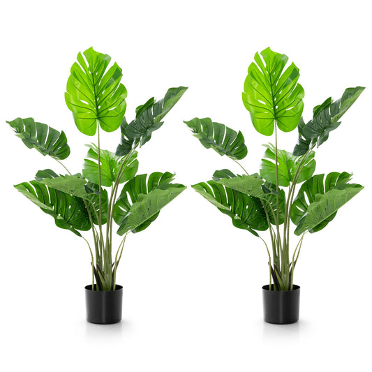 Artificial Monstera Deliciosa Tree, 2 Pack, 10 Leaves, Green Faux Plants Green at Gallery Canada