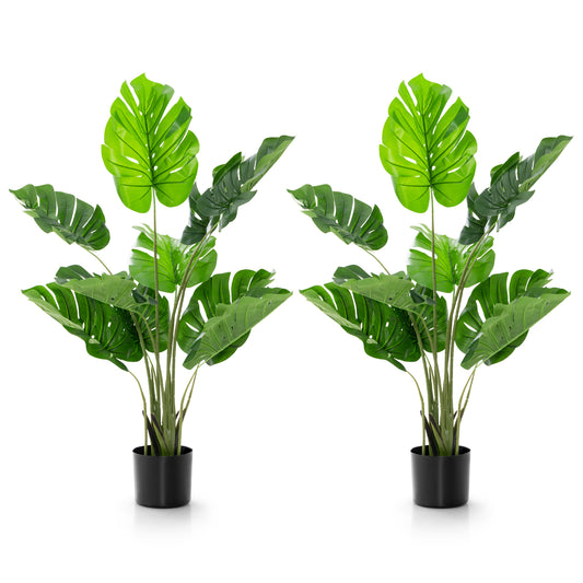Artificial Monstera Deliciosa Tree, 2 Pack, 10 Leaves, Green
