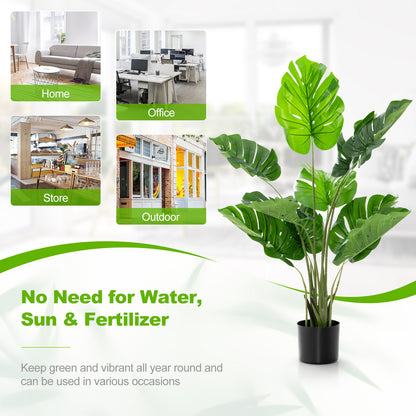 2 Pack Artificial Monstera Deliciosa Tree with 10 Leaves of Different Sizes, Green Faux Plants at Gallery Canada