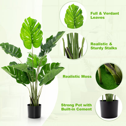 2 Pack Artificial Monstera Deliciosa Tree with 10 Leaves of Different Sizes, Green Faux Plants at Gallery Canada
