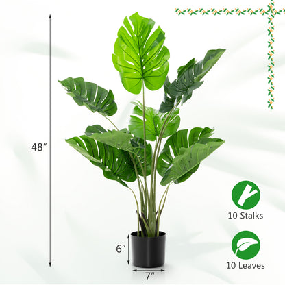2 Pack Artificial Monstera Deliciosa Tree with 10 Leaves of Different Sizes, Green Faux Plants at Gallery Canada