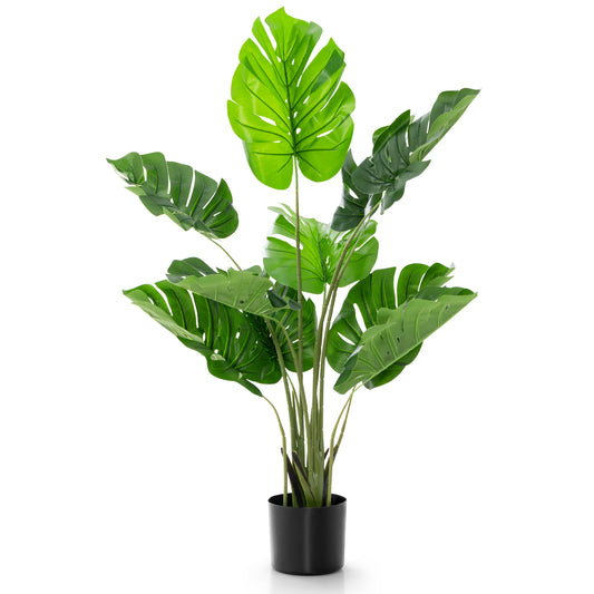4 Feet Artificial Monstera Deliciosa Tree, 10 Leaves, Green Faux Plants Green at Gallery Canada