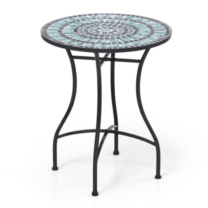 24 Inch Patio Bistro Table with Ceramic Tile Tabletop, Blue Patio Dining Tables at Gallery Canada
