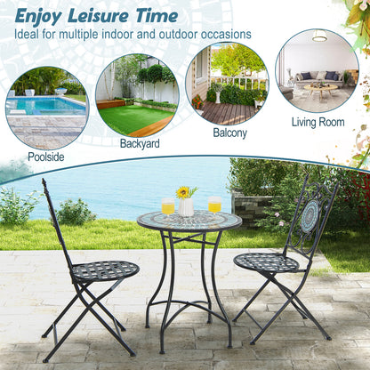 24 Inch Patio Bistro Table with Ceramic Tile Tabletop, Blue Patio Dining Tables at Gallery Canada