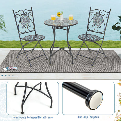 24 Inch Patio Bistro Table with Ceramic Tile Tabletop, Blue Patio Dining Tables at Gallery Canada