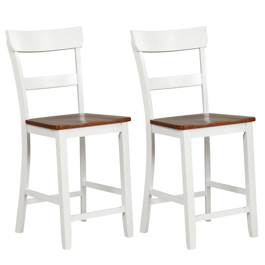 Farmhouse Dining Bar Stool Set, Solid Rubber Wood Frame, White Dining Chairs White at Gallery Canada
