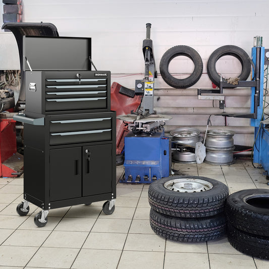 6-Drawer Rolling Tool Storage Cabinet, Black Garages Black at Gallery Canada