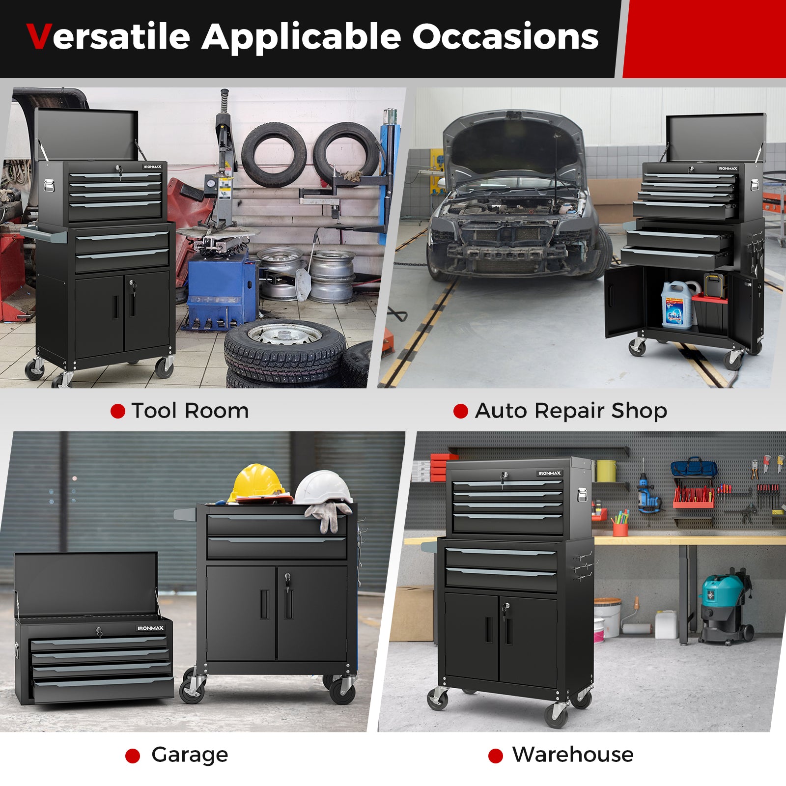 6-Drawer Rolling Tool Storage Cabinet, Black Garages at Gallery Canada