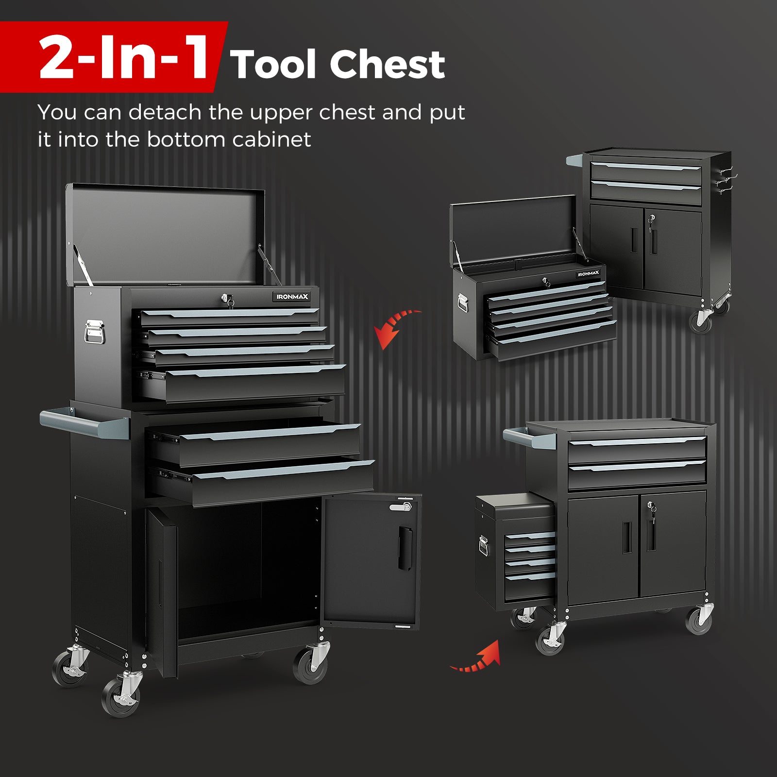 6-Drawer Rolling Tool Storage Cabinet, Black Garages at Gallery Canada